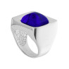 ANELLO CHEVALIER QUADRATO CON PIETRA BLU IN ARGENTO 925 GALVANICA RODIO