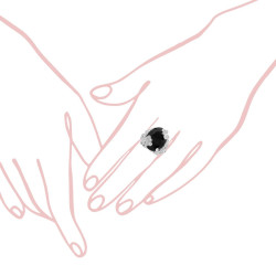 ANELLO CHEVALIER OVALE CRYSTAL NERO CON FARFALLE E ZIRCONI BIANCHI IN ARGENTO 925 GALVANICA RODIO