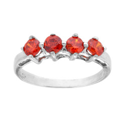 ANELLO VERETTA CON QUATTRO ZIRCONI ZAFFIRO ARANCIO IN ARGENTO 925 GALVANICA RODIO