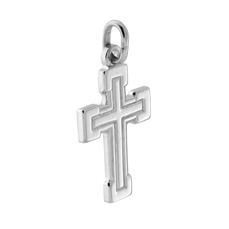 CIONDOLO CROCE LATINA IN ARGENTO 925 GALVANICA RODIO