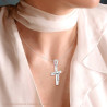 CIONDOLO CROCE LATINA CON CRISTO IN ARGENTO 925 GALVANICA RODIO