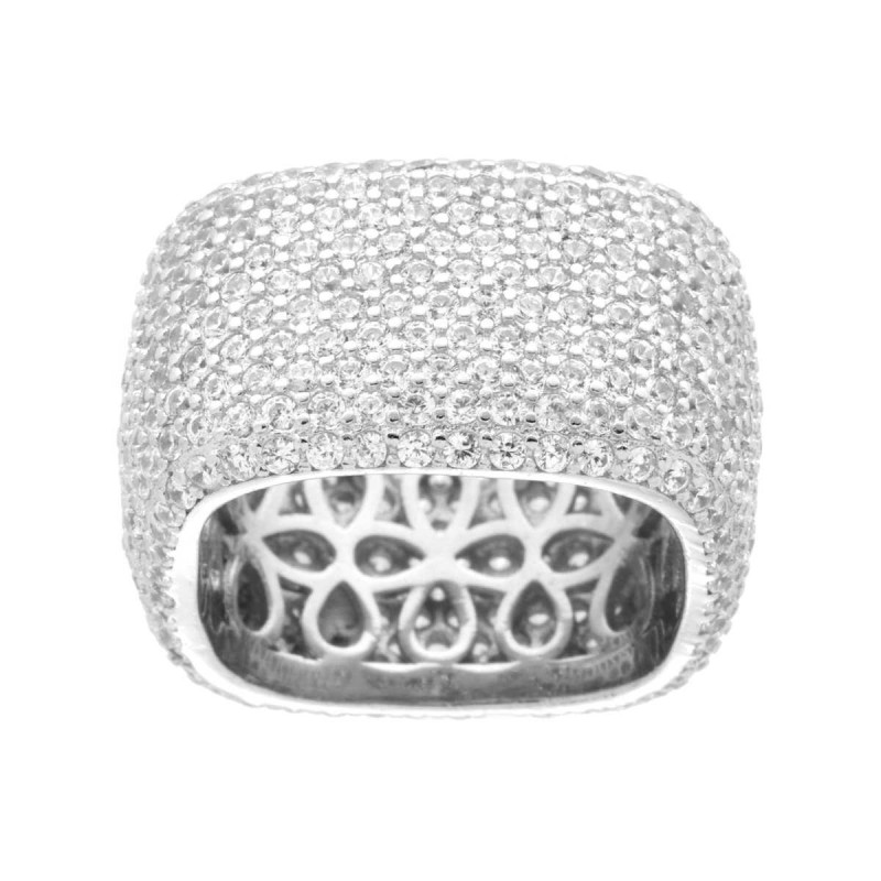 ANELLO ETERNITY FASCIA QUADRATA CON ZIRCONI BIANCHI IN ARGENTO 925 GALVANICA RODIO
