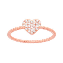 ANELLO CUORE CON CUBIC ZIRCONIA BIANCHI IN ARGENTO 925 GALVANICA ROSA