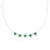 COLLANA CATENA FORZATINA DIAMANTATA CUORI CON CUBIC ZIRCONIA VERDE SMERALDO CONTORNATI DA CUBIC ZIRCONIA BIANCHI IN ARGENTO 925 