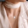 CIONDOLO RETTANGOLARE CON CUBIC ZIRCONIA BIANCO CONTORNATO DA CUBIC ZIRCONIA BIANCHI IN ARGENTO 925 GALVANICA RODIO
