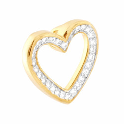 CIONDOLO CUORE CON PASSANTE PER CATENA CON CUBIC ZIRCONIA BIANCHI IN ARGENTO 925 GALVANICA ORO