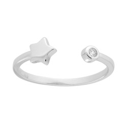 ANELLO STELLA E PUNTO LUCE CUBIC ZIRCONE BIANCO IN ARGENTO 925 GALVANICA RODIO