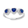 ANELLO TRILOGY CUORI ZIRCONI BLU ZAFFIRO CONTORNATI DA ZIRCONI BIANCHI IN ARGENTO 925 GALVANICA RODIO