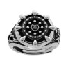 ANELLO UOMO CHEVALIER TONDO CON TIMONE E ZIRCONE BIANCO IN ARGENTO 925 GALVANICA RODIO BRUNITO
