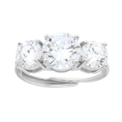 ANELLO TRILOGY CON CUBIC ZIRCONIA BIANCHI MM 6 E 8 IN ARGENTO 925 GALVANICA RODIO