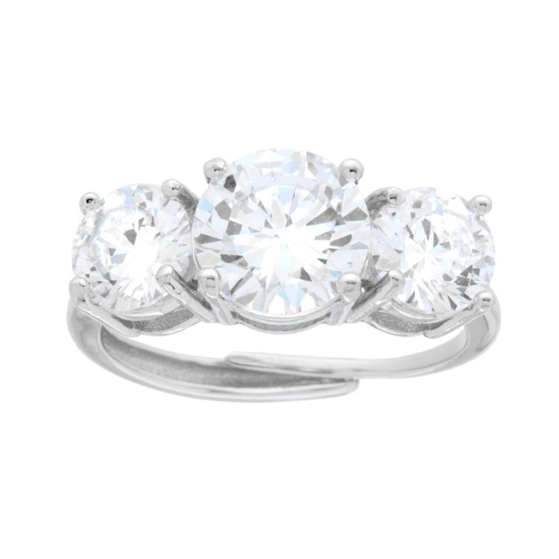 ANELLO TRILOGY CON CUBIC ZIRCONIA BIANCHI MM 6 E 8 IN ARGENTO 925 GALVANICA RODIO