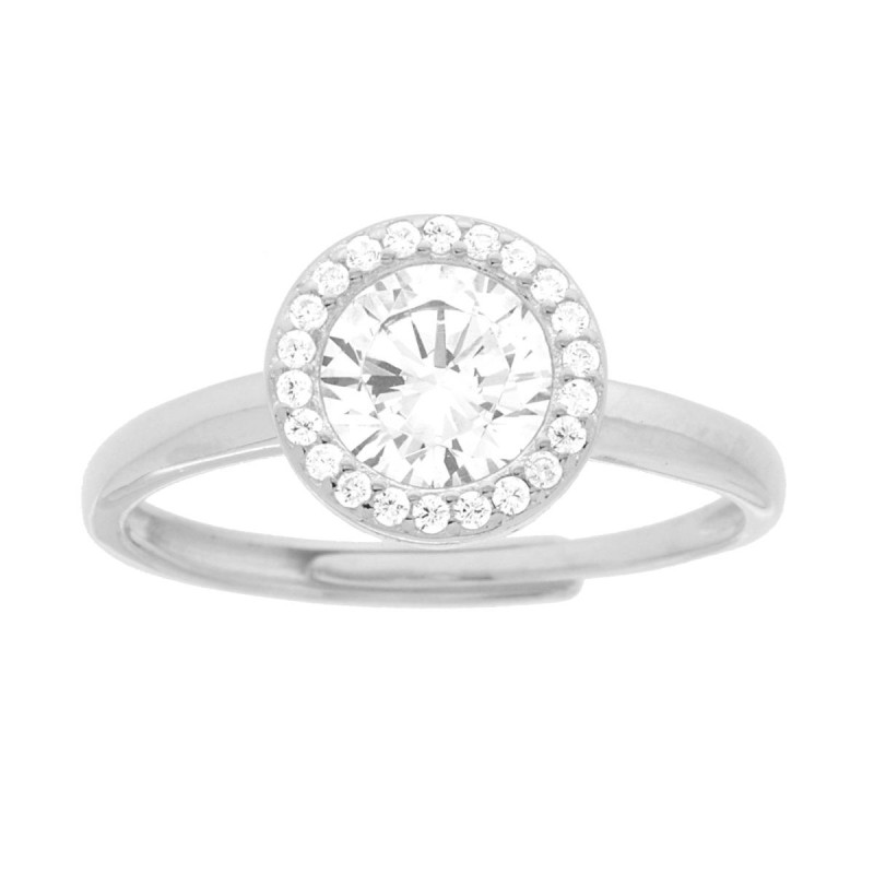 ANELLO SOLITARIO CON CUBIC ZIRCONIA BIANCO IN ARGENTO 925 GALVANICA RODIO