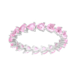 ANELLO ETERNITY VERETTA A GIRO CON ZIRCONI ROSA CUORE IN ARGENTO 925 GALVANICA RODIO