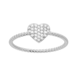 ANELLO CUORE CON ZIRCONI BIANCHI IN ARGENTO 925 GALVANICA RODIO