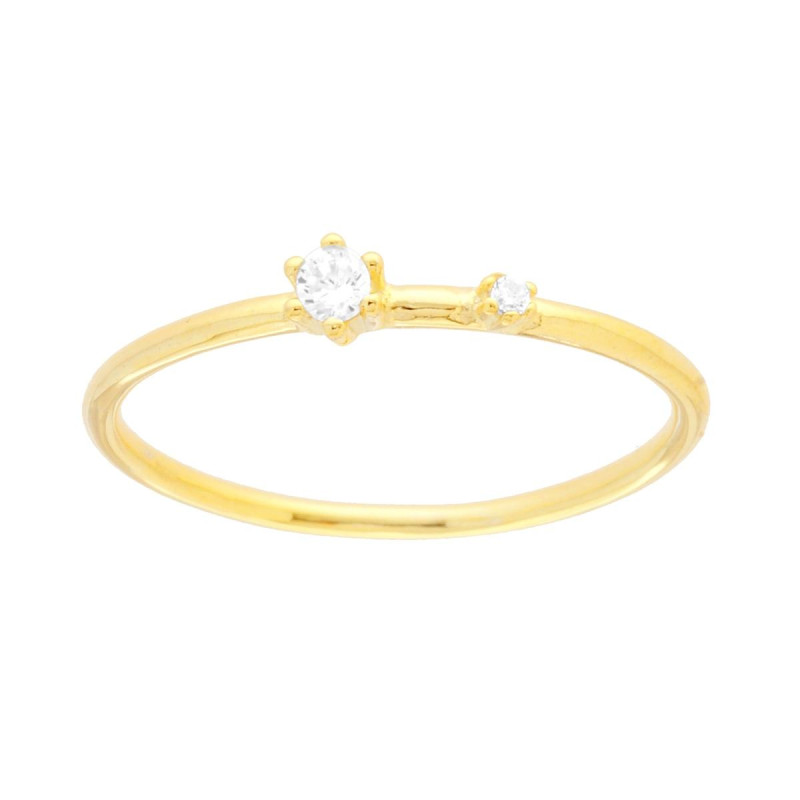 ANELLO SOLITARIO CON CUBIC ZIRCONIA BIANCO IN ARGENTO 925 GALVANICA ORO