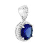 PARURE SET ORECCHINI E CIONDOLO TONDO CUBIC ZIRCONIA BLU ZAFFIRO CONTORNATO DA CUBIC ZIRCONIA BIANCHI IN ARGENTO 925 GALVANICA R