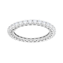ANELLO ETERNITY VERETTA A GIRO CON CUBIC ZIRCONIA BIANCHI E MONTATURA CON CUORI IN ARGENTO 925 GALVANICA RODIO
