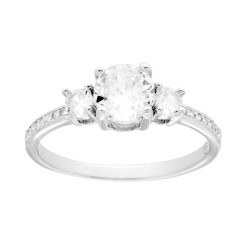ANELLO TRILOGY CON CUBIC ZIRCONIA BIANCHI IN ARGENTO 925 GALVANICA RODIO
