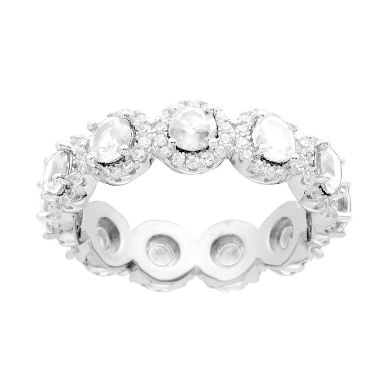 ANELLO ETERNITY VERETTA A GIRO CON CUBIC ZIRCONIA BIANCHI TONDI CONTORNATI DA CUBIC ZIRCONIA BIANCHI IN ARGENTO 925 GALVANICA RO