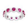 ANELLO ETERNITY VERETTA A GIRO CON CUBIC ZIRCONIA ROSSO RUBINO CONTORNATI DA CUBIC ZIRCONIA BIANCHI IN ARGENTO 925 GALVANICA ROD