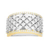 ANELLO SEMI FASCIA NIDO APE CON CUBIC ZIRCONIA BIANCHI IN ARGENTO 925 GALVANICA RODIO E ORO