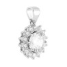 PARURE SET ORECCHINI E CIONDOLO TONDO CUBIC ZIRCONIA BIANCO CONTORNATO DA CUBIC ZIRCONIA BIANCHI IN ARGENTO 925 GALVANICA RODIO
