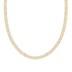 COLLANA CATENA GRUMETTA CON CUBIC ZIRCONIA BIANCHI IN ARGENTO 925 GALVANICA ORO