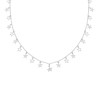 COLLANA CATENA FORZATINA DIAMANTATA CON STELLE PENDENTI PLAIN E CUBIC ZIRCONIA BIANCHI IN ARGENTO 925 GALVANICA RODIO