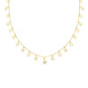 COLLANA CATENA FORZATINA DIAMANTATA CON STELLE PENDENTI PLAIN E CUBIC ZIRCONIA BIANCHI IN ARGENTO 925 GALVANICA ORO