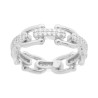 ANELLO CATENA STAFFA DI CAVALLO CON CUBIC ZIRCONIA BIANCHI IN ARGENTO 925 GALVANICA RODIO