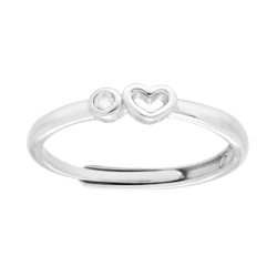 ANELLO CUORE CON PUNTO LUCE CUBIC ZIRCONIA BIANCO IN ARGENTO 925 GALVANICA RODIO