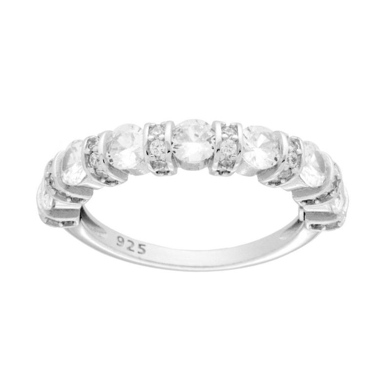 ANELLO VERETTA CON CUBIC ZIRCONIA BIANCHI MM 3.5 IN ARGENTO 925 GALVANICA RODIO