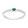 ANELLO SOLITARIO CON CUBIC ZIRCONIA VERDE SMERALDO CENTRALE E BIANCHI IN ARGENTO 925 GALVANICA RODIO