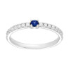 ANELLO SOLITARIO CON CUBIC ZIRCONIA BLU ZAFFIRO CENTRALE E BIANCHI IN ARGENTO 925 GALVANICA RODIO