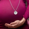 COLLANA CATENA FORZATINA CON CHIAMA ANGELI CON CUORI E CRYSTAL BIANCHI IN ACCIAIO