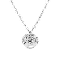 COLLANA CATENA FORZATINA CON CHIAMA ANGELI CON STELLE E CRYSTAL BIANCHI IN ACCIAIO