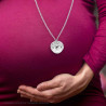 COLLANA CATENA FORZATINA CON CHIAMA ANGELI CON STELLE E CRYSTAL BIANCHI IN ACCIAIO
