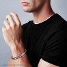 BRACCIALE UOMO MAGLIA IMPERNIATA CON CERAMICA NERA E CRYSTAL NERO IN ACCIAIO