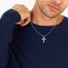 COLLANA CATENA VENEZIANA TONDA CON CROCE QUADRETTATA PENDENTE E CRYSTAL NERI IN ACCIAIO