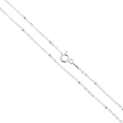 CATENA FORZATINA DIAMANTATA CON PALLINE LISCE SEZIONE MM 2.1 LUNGHEZZA CM 45 IN ARGENTO 925