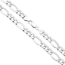 CATENA FIGARO ALTERNATA 3+1 PIATTA E VUOTA 140 SEZIONE MM 6.8 LUNGHEZZA CM 50 IN ARGENTO 925