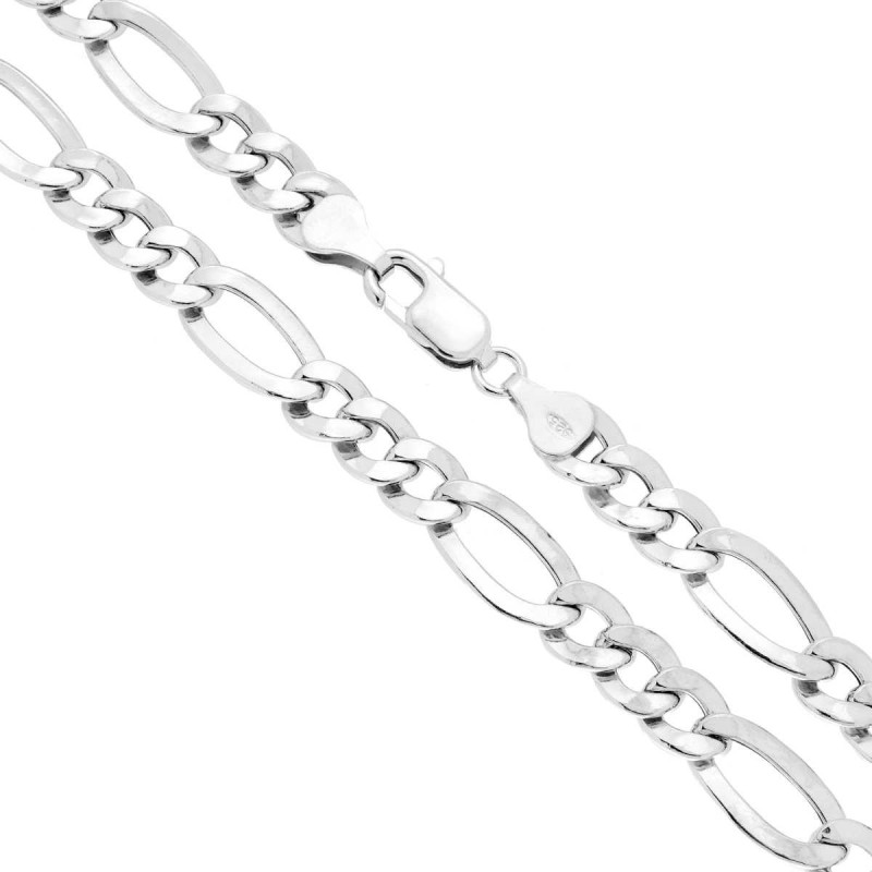CATENA FIGARO ALTERNATA 3+1 PIATTA E VUOTA 160 SEZIONE MM 8 LUNGHEZZA CM 50 IN ARGENTO 925