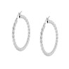 ORECCHINI CERCHIO TORCHON DIAMANTATO MM 36 SEZIONE CANNA MM 2 X 3 IN ARGENTO 925 GALVANICA RODIO