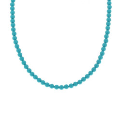 COLLANA TURCHESE MM 4 IN VETRO PERLATO CON FILO E CHIUSURA IN ARGENTO 925 GALVANICA ORO