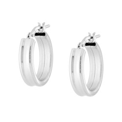 ORECCHINI CERCHIO LISCIO MM 16 SEZIONE CANNA RETTANGOLARE MM 4 X 1,8 IN ARGENTO 925 GALVANICA PLATINO