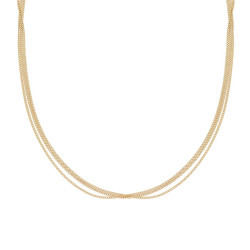 COLLANA TRE FILI GRUMETTA DIAMANTATA IN ARGENTO 925 GALVANICA ORO