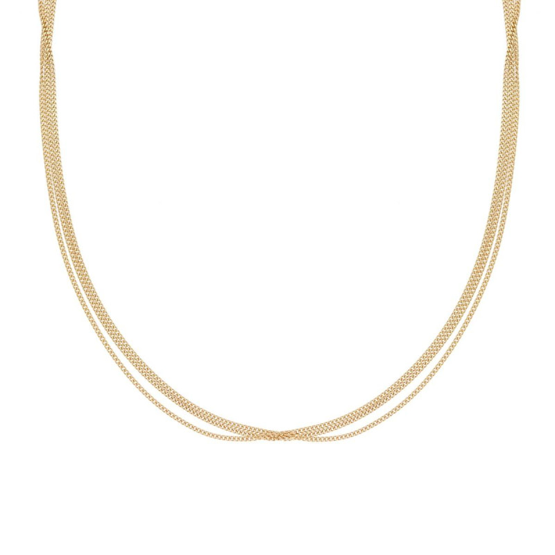 COLLANA TRE FILI GRUMETTA DIAMANTATA IN ARGENTO 925 GALVANICA ORO
