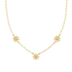 COLLANA CATENA FORZATINA ALLUNGATA CON FIORI IN ARGENTO 925 GALVANICA ORO