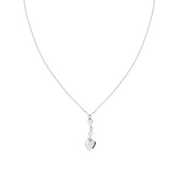 COLLANA CATENA FORZATINA DIAMANTATA CON CUORI IN ARGENTO 925 GALVANICA RODIO
