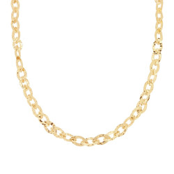 COLLANA CATENA OVALE MARTELLATA IN ARGENTO 925 GALVANICA ORO